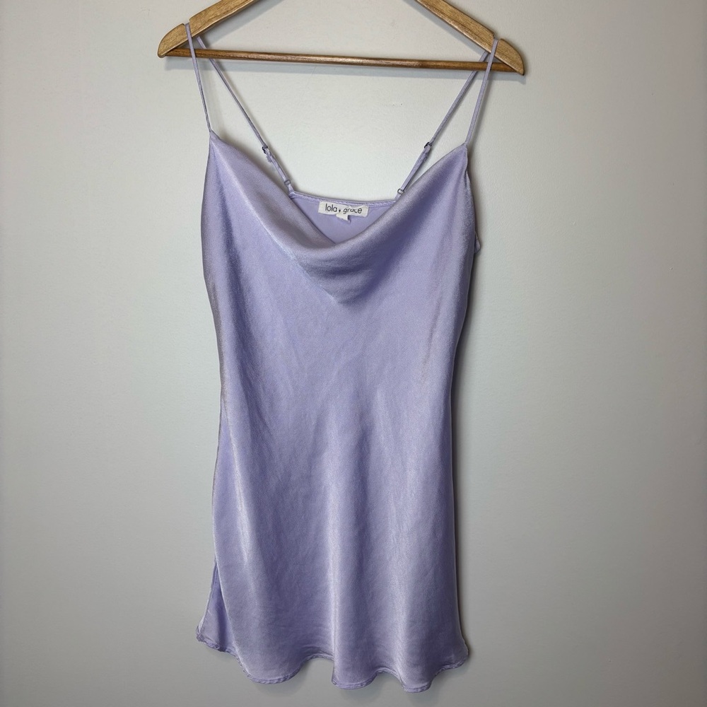 Lola + Grace Purple Cowl Neck Mini Dress